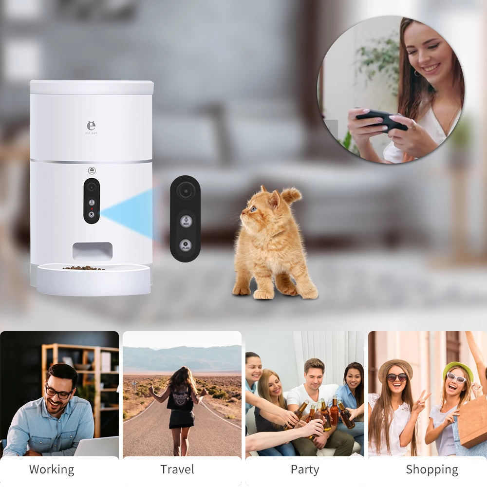 Pet Hund Katze Futterspender Napf mit Kamera Weitwinkel Automatischer Futterspender Futternapf APP-Steuerung Haustierzubehör