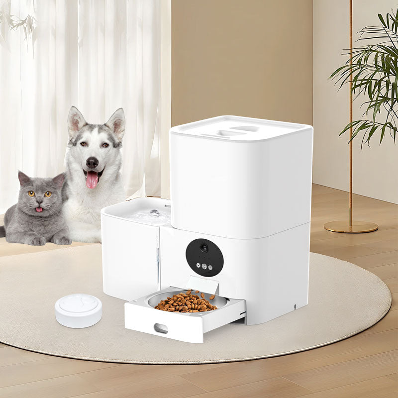 Distributeur de nourriture et d'eau intelligent Wi-Fi deux-en-un pour animaux de compagnie