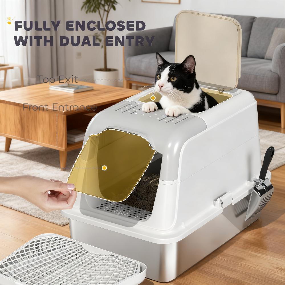Katzentoilette, Geschlossene Katzentoilette mit Schaufel, Deodorant-Beutel