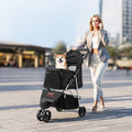 Haustier Buggy Faltbar 3 Räder Hundebuggy mit Bremse Bis zu 16kg Reise Camping