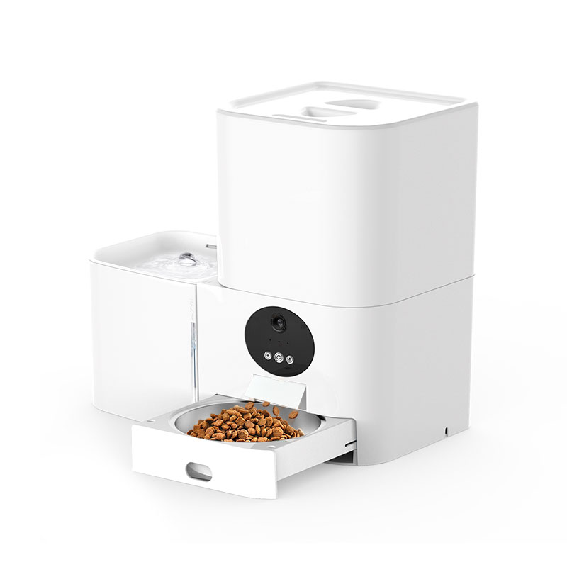 Distributeur de nourriture et d'eau intelligent Wi-Fi deux-en-un pour animaux de compagnie