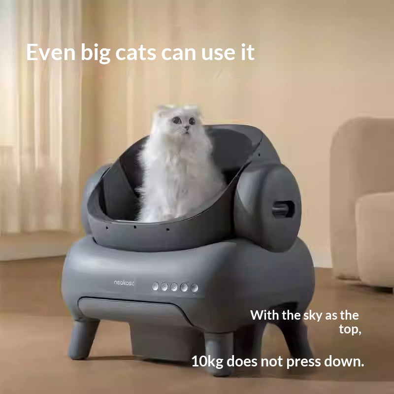 Selbstreinigendes Smart-Katzenklo mit offenem Verdeck