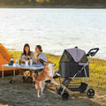 Haustier Buggy Faltbar 4 Räder Hundebuggy Abnehmbarer Transportkorb Bis 16 kg