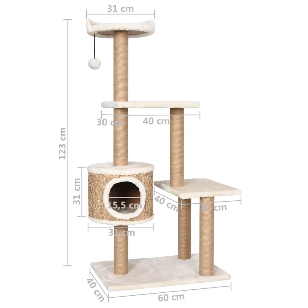 Tall Cat Scratching Post 123 cm — Natural Seagrass