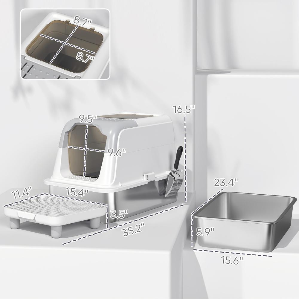 Katzentoilette, Geschlossene Katzentoilette mit Schaufel, Deodorant-Beutel