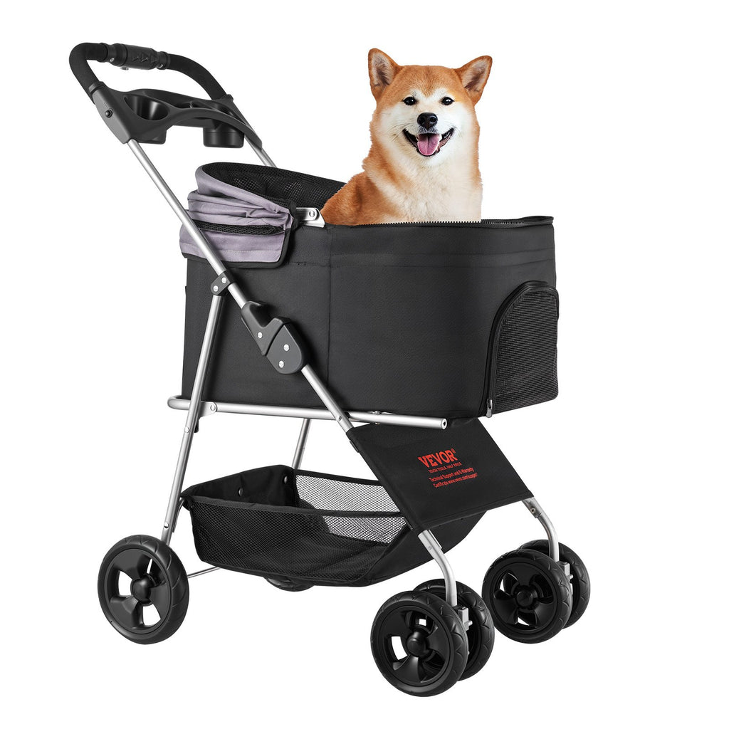 Haustier Buggy Faltbar 4 Räder Hundebuggy Abnehmbarer Transportkorb Bis 16 kg