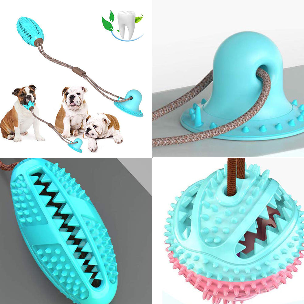 Dog Toys Silicon Suction Cup Tug Interactive Ball — Chew, Bite & Tooth Cleaning Pet Supplies