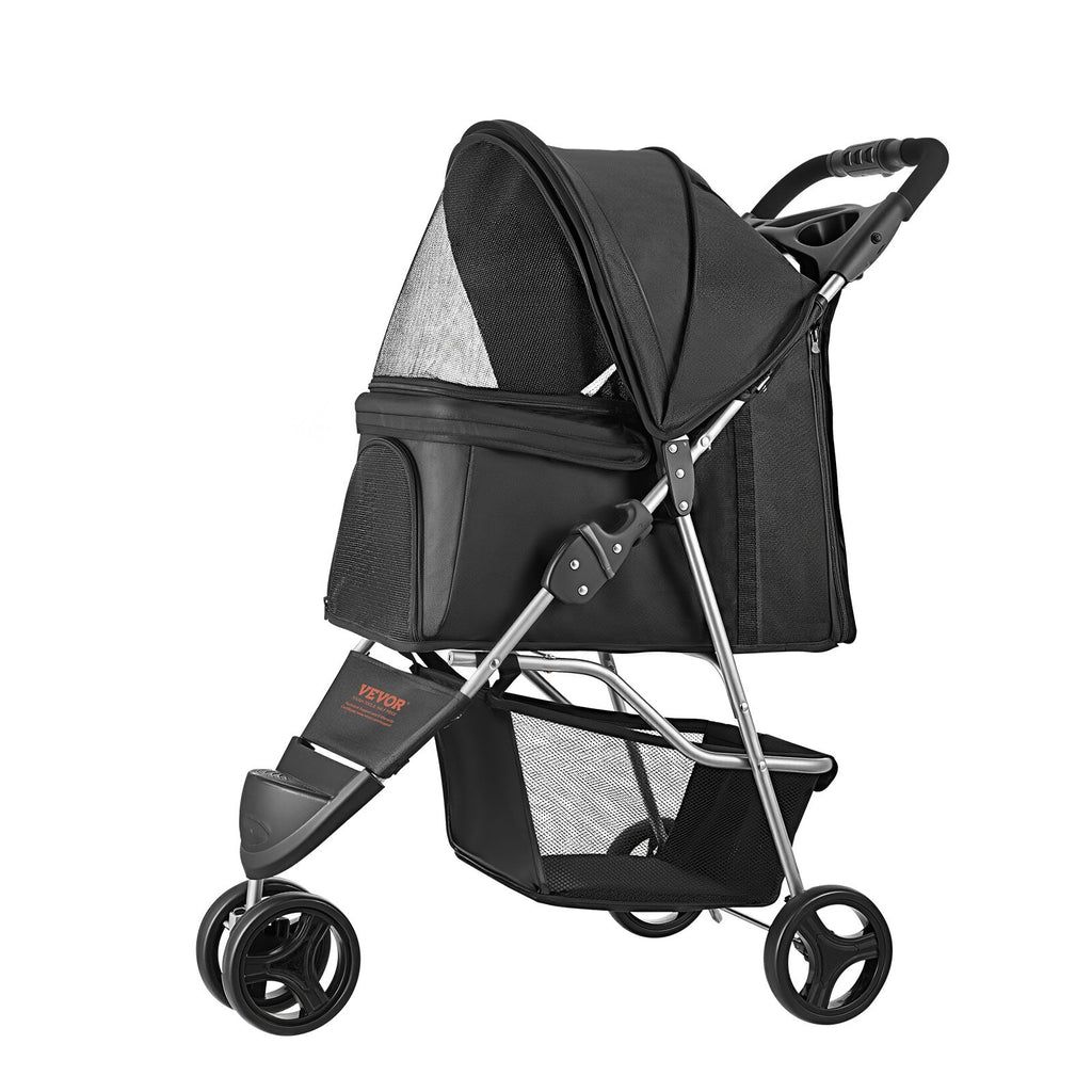 Haustier Buggy Faltbar 3 Räder Hundebuggy mit Bremse Bis zu 16kg Reise Camping