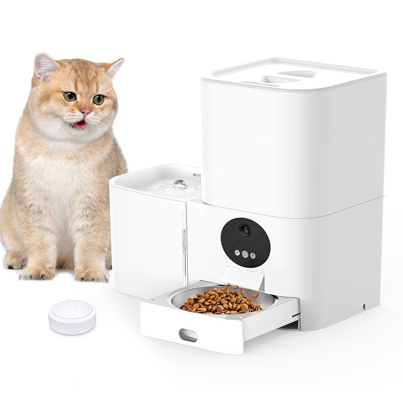 Distributeur de nourriture et d'eau intelligent Wi-Fi deux-en-un pour animaux de compagnie