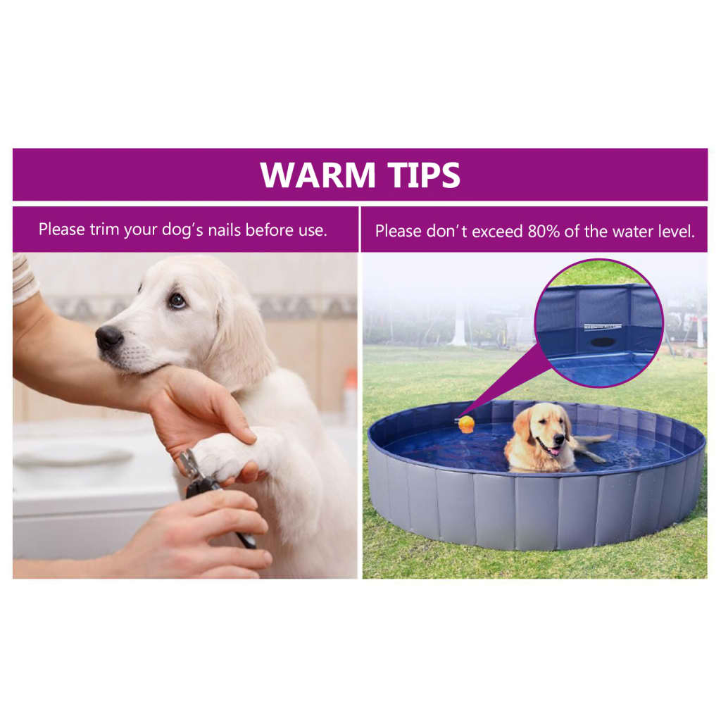 Solayne Foldable PVC Dog Pool – Non-Slip Paddling Pool for Dogs