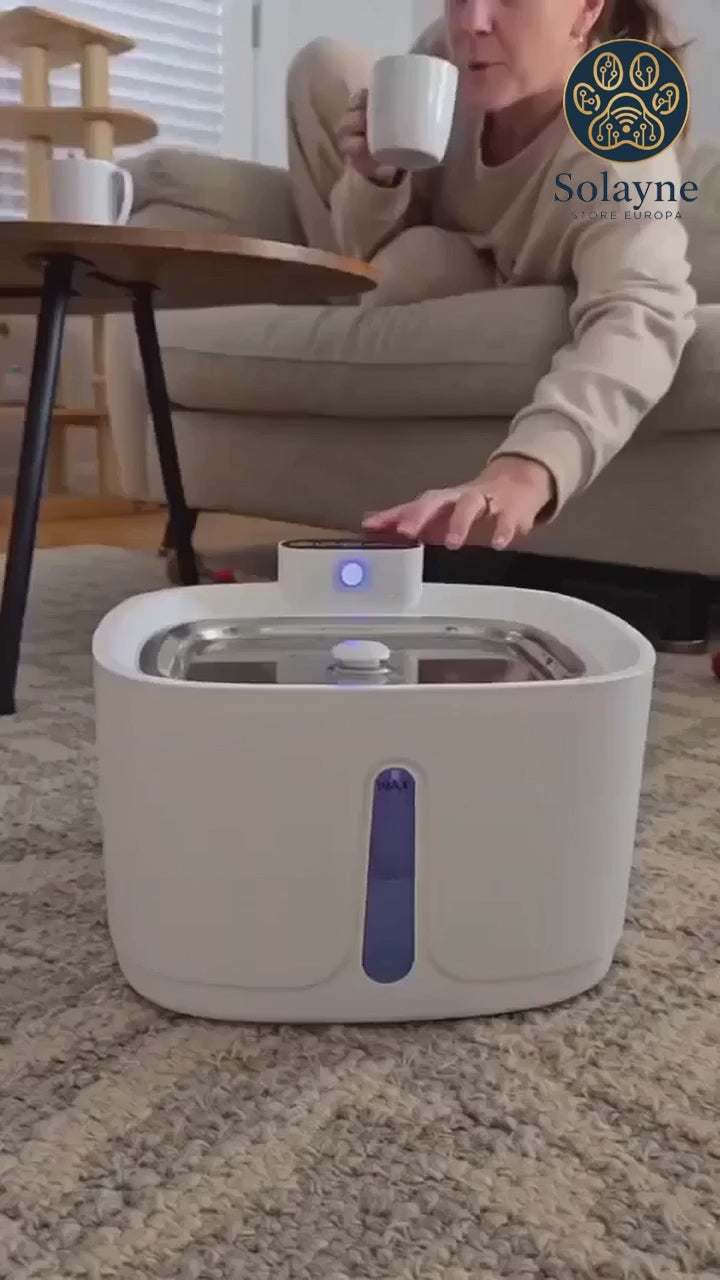 Solayne Smart Wireless Pet Water Fountain – Stainless Steel Auto Dispenser for Cats and Dogs